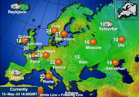 Belarus Mapa počasí teplota 
