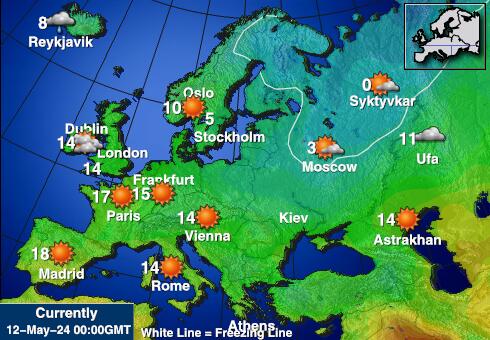 Bielorrusia Mapa de temperatura Tiempo 