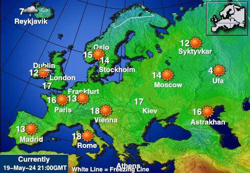 Bielorrusia Mapa de temperatura Tiempo 