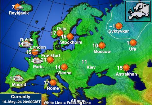Bjelorusija Vremenska prognoza, Temperatura, karta 