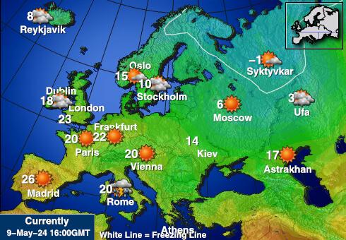 Valko-Venäjä Sää lämpötila kartta 