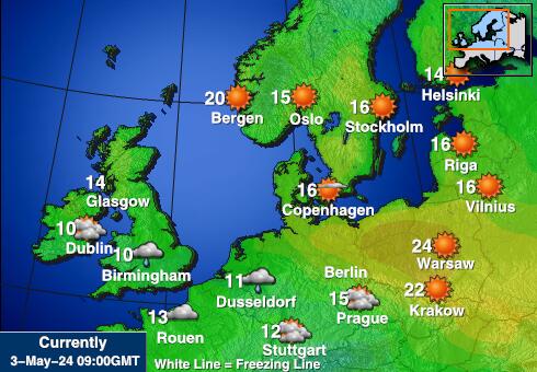 Belgicko Mapa teplôt počasia 