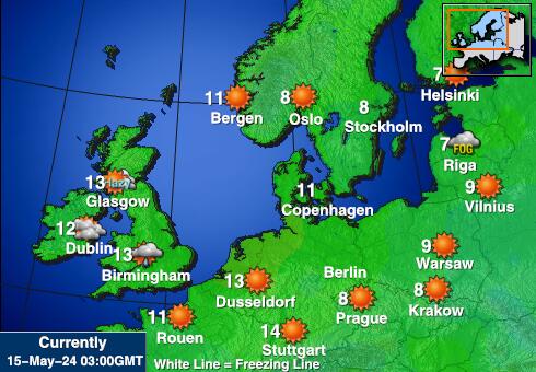 Belgium Peta suhu cuaca 