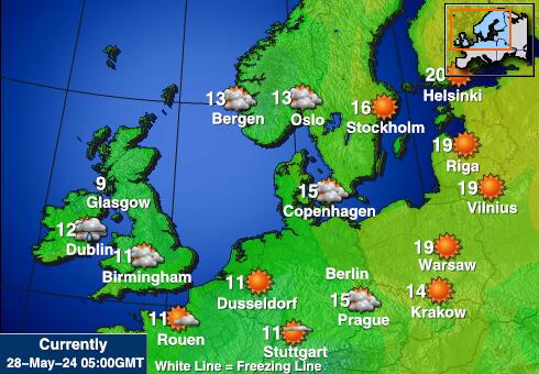 Belgium Mapa temperatura Tempo 