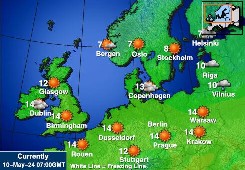 nước Bỉ Bản đồ nhiệt độ thời tiết 