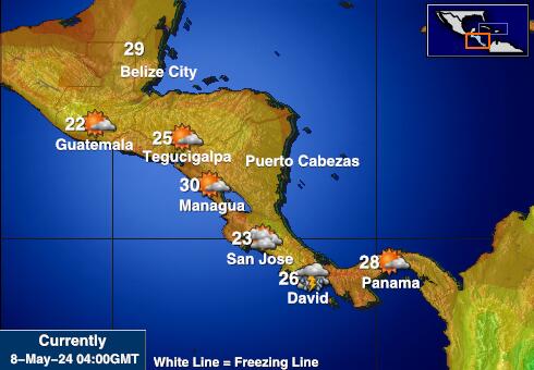 Belize Vremenska prognoza, Temperatura, karta 