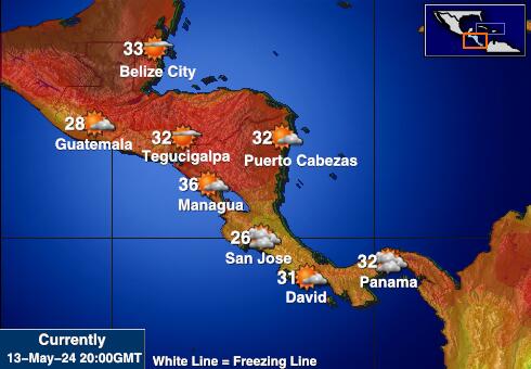 Belize Carte des températures de Météo 
