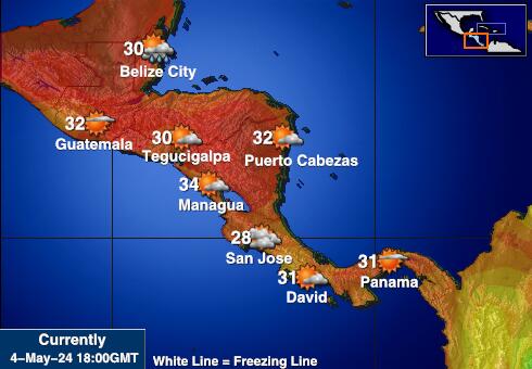 Belize Mapa počasí teplota 