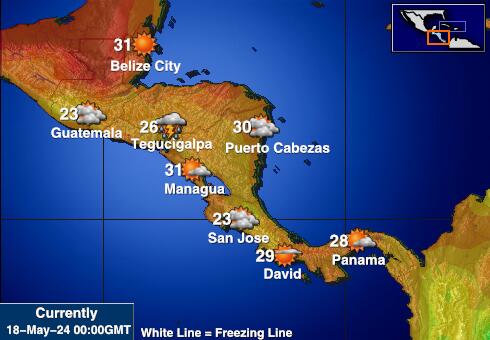 Belize Harta temperaturii vremii 