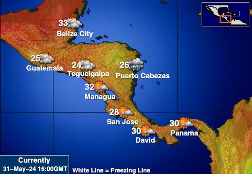 Belize Mapa počasí teplota 