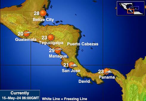 Belize Vremenska prognoza, Temperatura, karta 