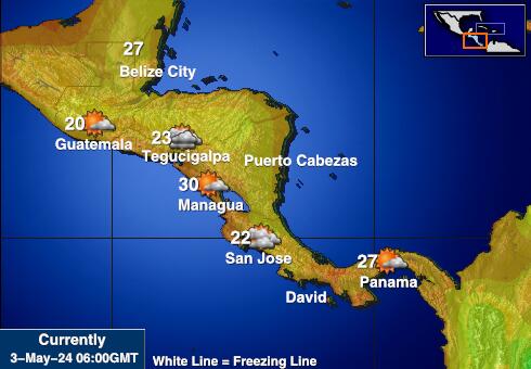 Belize Mapa temperatura Tempo 