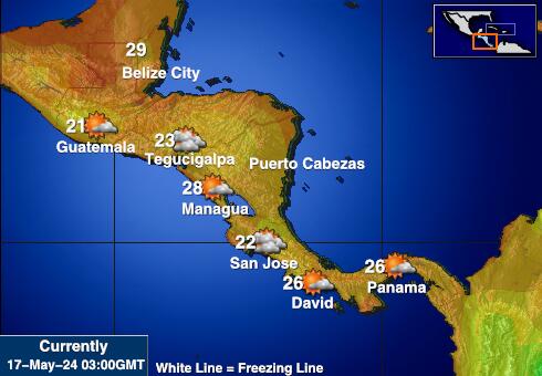 Belize Weer temperatuur kaart 