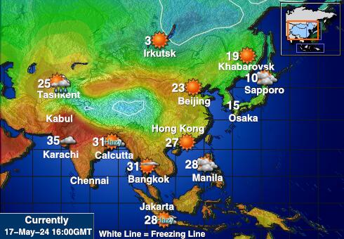 Butan Vremenska prognoza, Temperatura, karta 