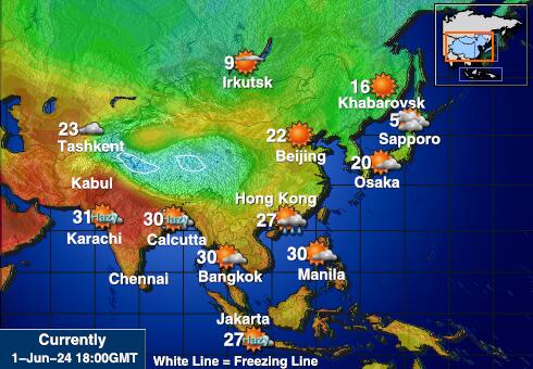 بوتان خريطة درجة حرارة الطقس 