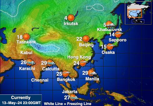 Butāna Laika temperatūra karte 