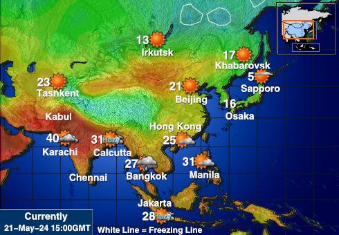 Bhoutan Carte des températures de Météo 