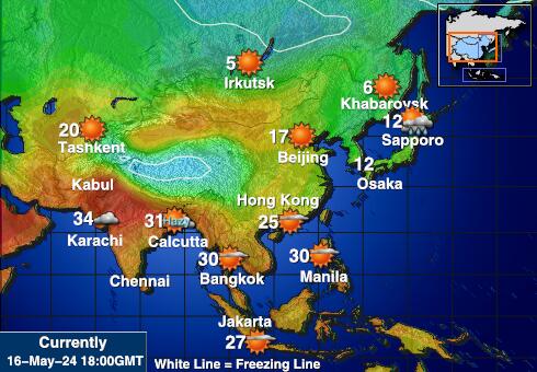 Bhutan Bản đồ nhiệt độ thời tiết 