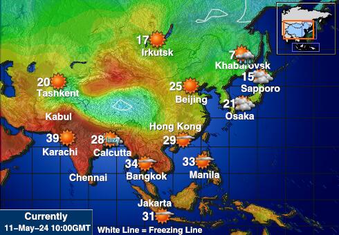 Bhutan Mapa temperatura Tempo 
