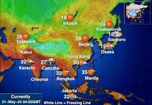 Bhután Időjárás hőmérséklet térképen 