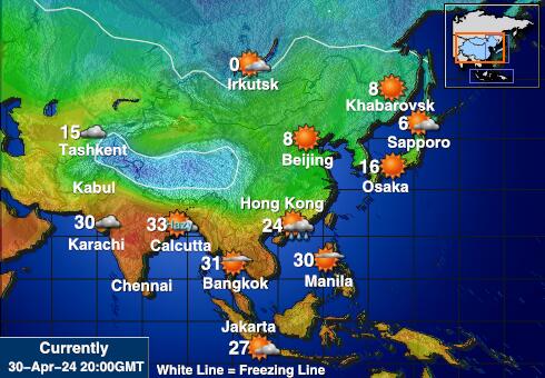 Бутан Карта погоды Температура 