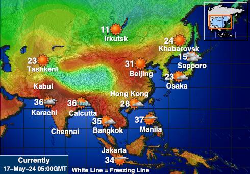 Бутан Карта температури погоди 