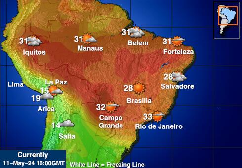 Bolivija Vremenska prognoza, Temperatura, karta 