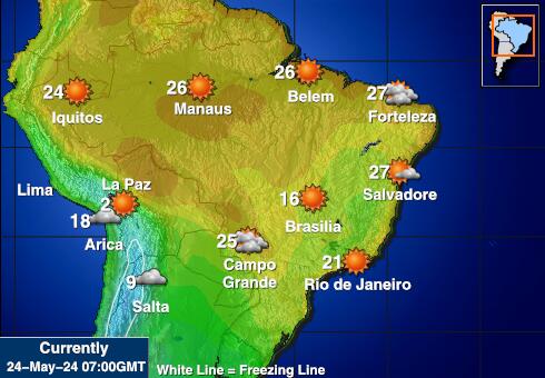Bolivia Mapa temperatura Tempo 