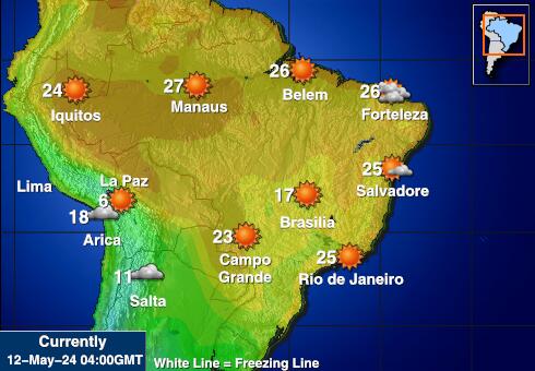 Bolivia Bản đồ nhiệt độ thời tiết 