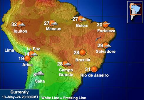 Bolivia Vejret temperatur kort 