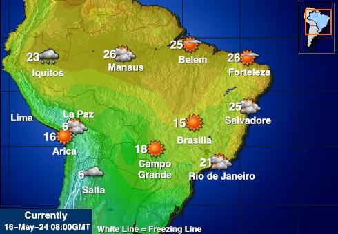 Bolivia Bản đồ nhiệt độ thời tiết 