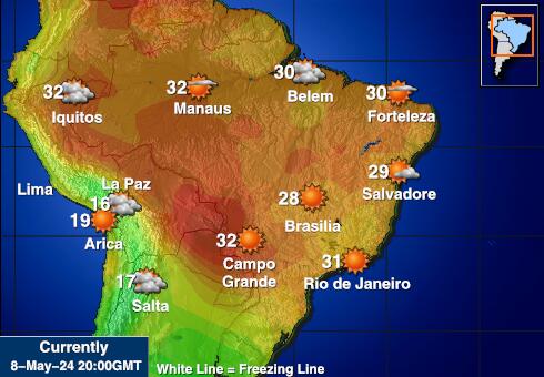 Боливия Карта погоды Температура 