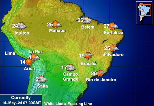 Bolívia Időjárás hőmérséklet térképen 