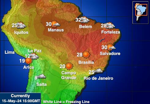 Боливия Температурна карта за времето 
