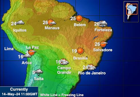Bolívia Mapa teplôt počasia 