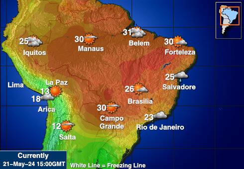 ボリビア 天気温度マップ 