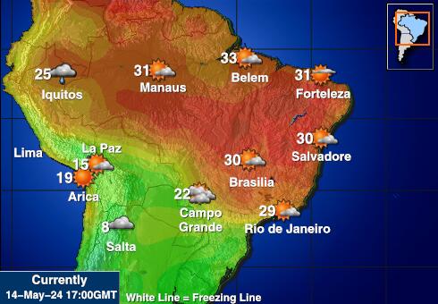 ボリビア 天気温度マップ 