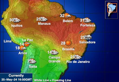 Bolivia Mapa de temperatura Tiempo 