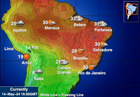 Bolivien Wetter Temperaturkarte 