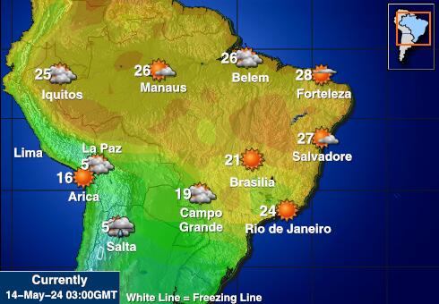 بولیویا موسم درجہ حرارت کا نقشہ 