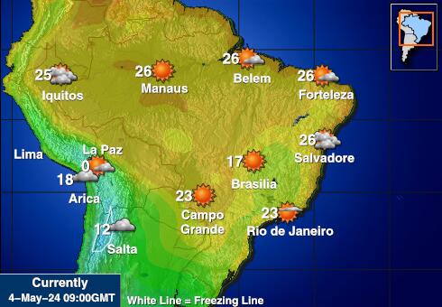 بوليفيا خريطة درجة حرارة الطقس 
