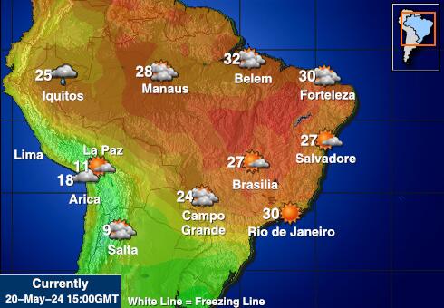 Bolivija Vremenska prognoza, Temperatura, karta 