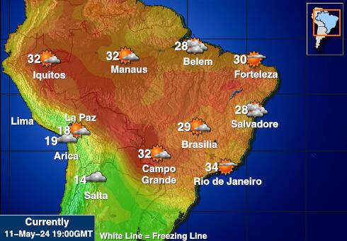 Боливија Временска прогноза, Температура, Карта 