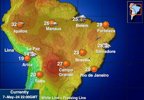 Bolívia Mapa teplôt počasia 
