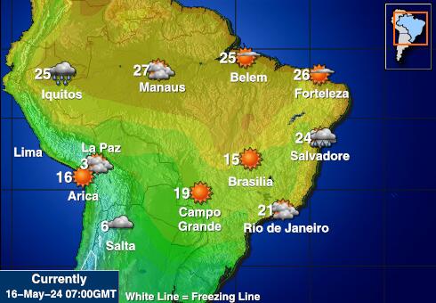 โบลิเวีย แผนที่อุณหภูมิสภาพอากาศ 