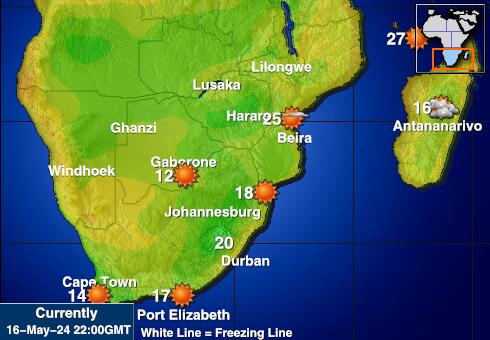 Ботсвана Карта погоды Температура 