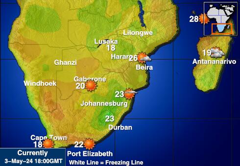 بوتسوانا خريطة درجة حرارة الطقس 