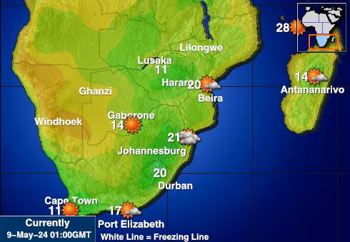 بوتسوانا خريطة درجة حرارة الطقس 
