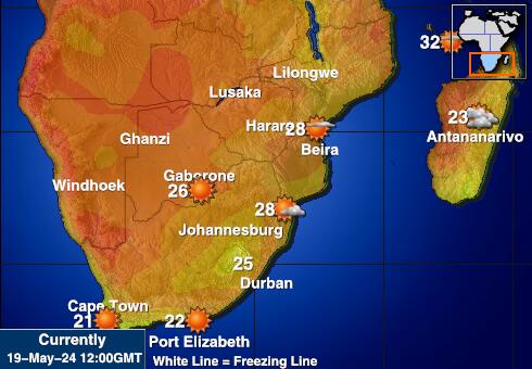 Botswana Mapa temperatura Tempo 