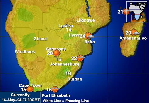 Botswana Weer temperatuur kaart 